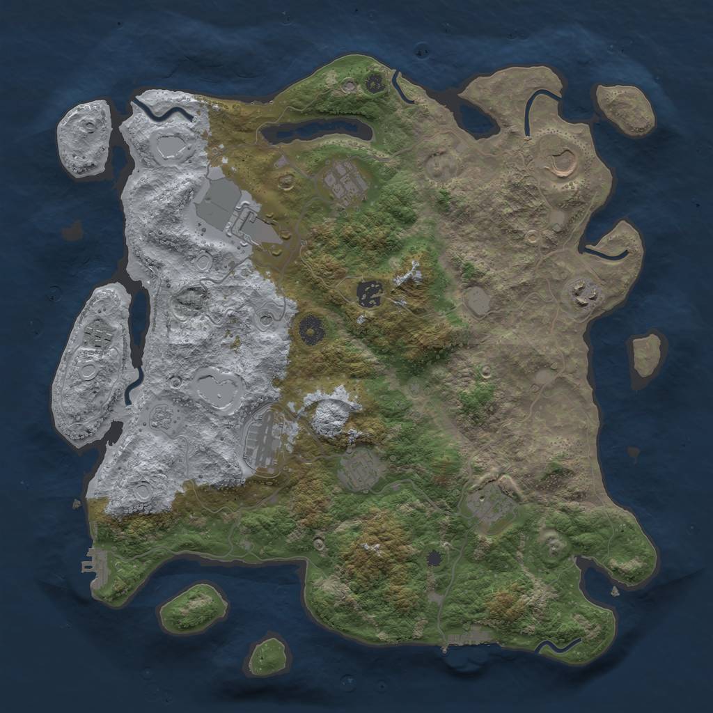 Rust Map: Procedural Map, Size: 3850, Seed: 120854560, 18 Monuments