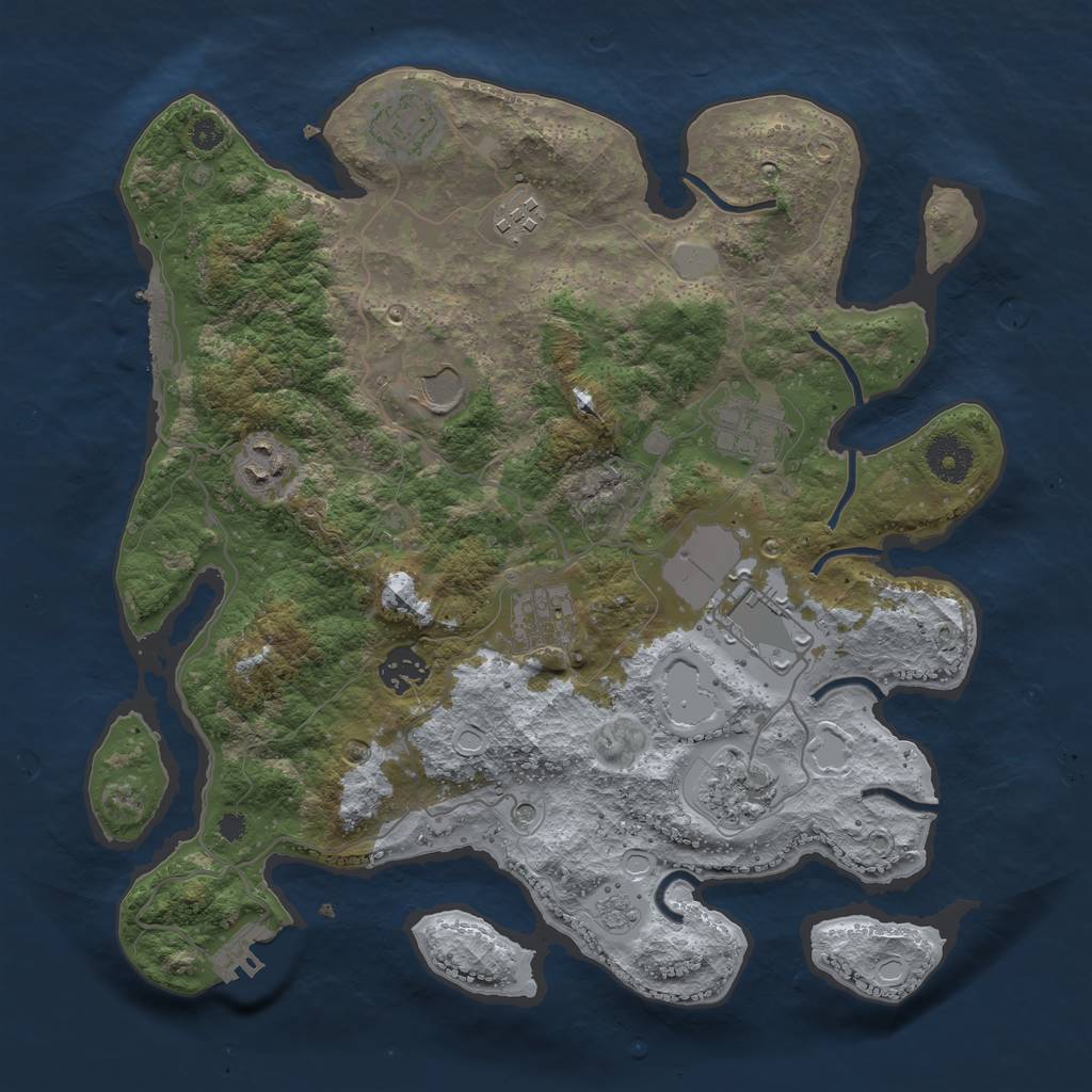 Rust Map: Procedural Map, Size: 3500, Seed: 28691922, 18 Monuments