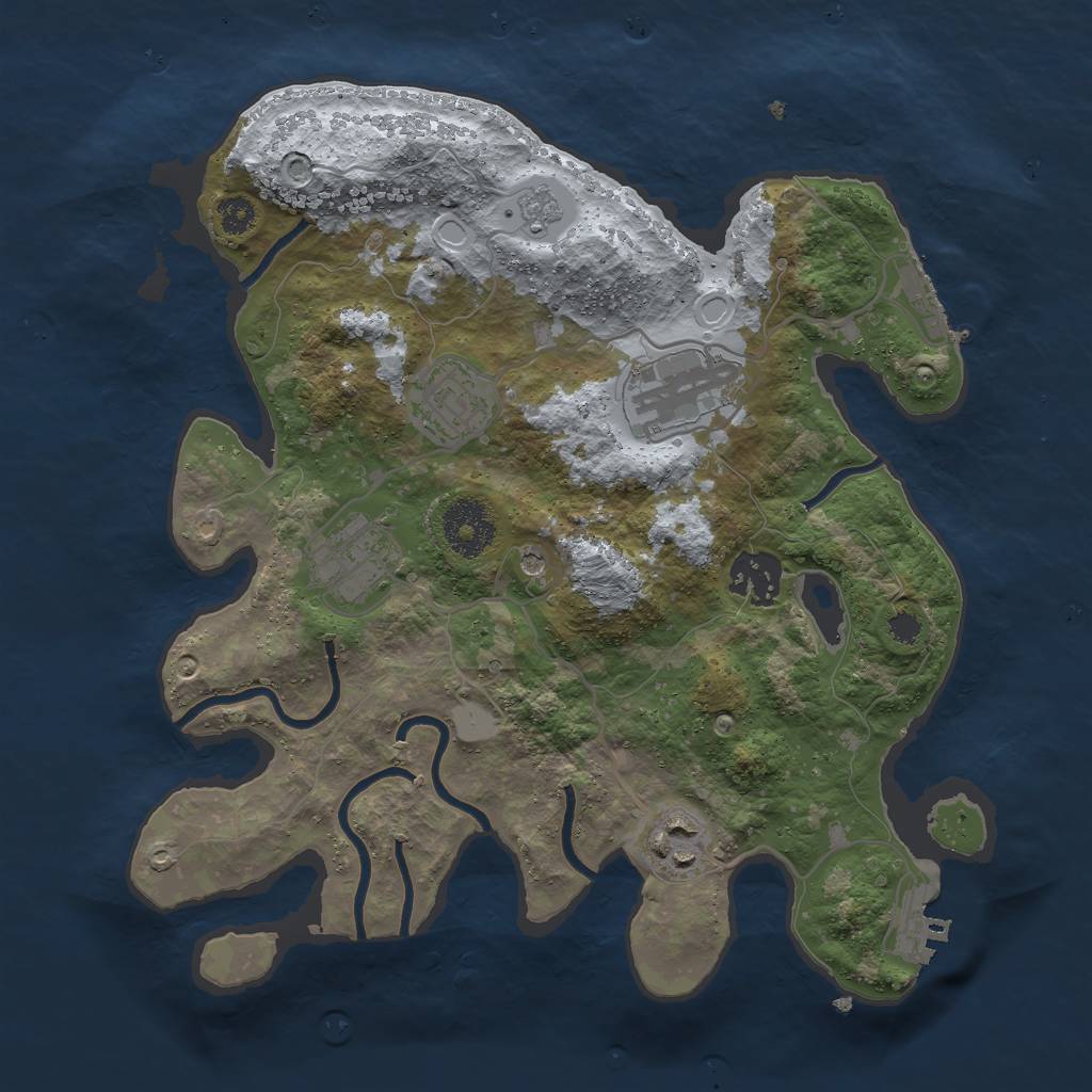 Rust Map: Procedural Map, Size: 3000, Seed: 39966381, 14 Monuments