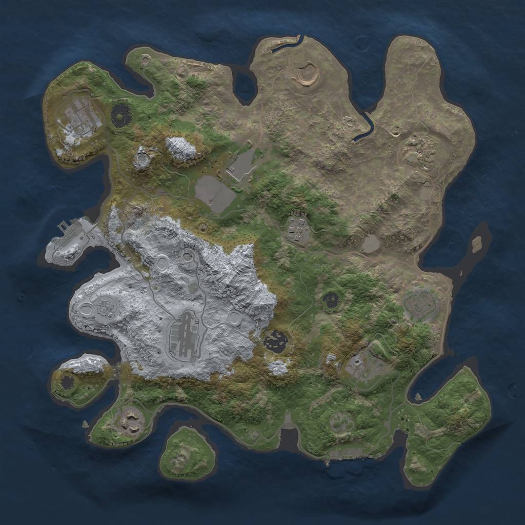 Rust Map: Procedural Map, Size: 3500, Seed: 23840841, 19 Monuments