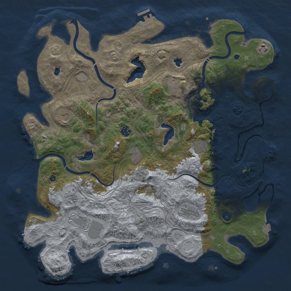 Rust Map: Procedural Map, Size: 4500, Seed: 5345, 16 Monuments
