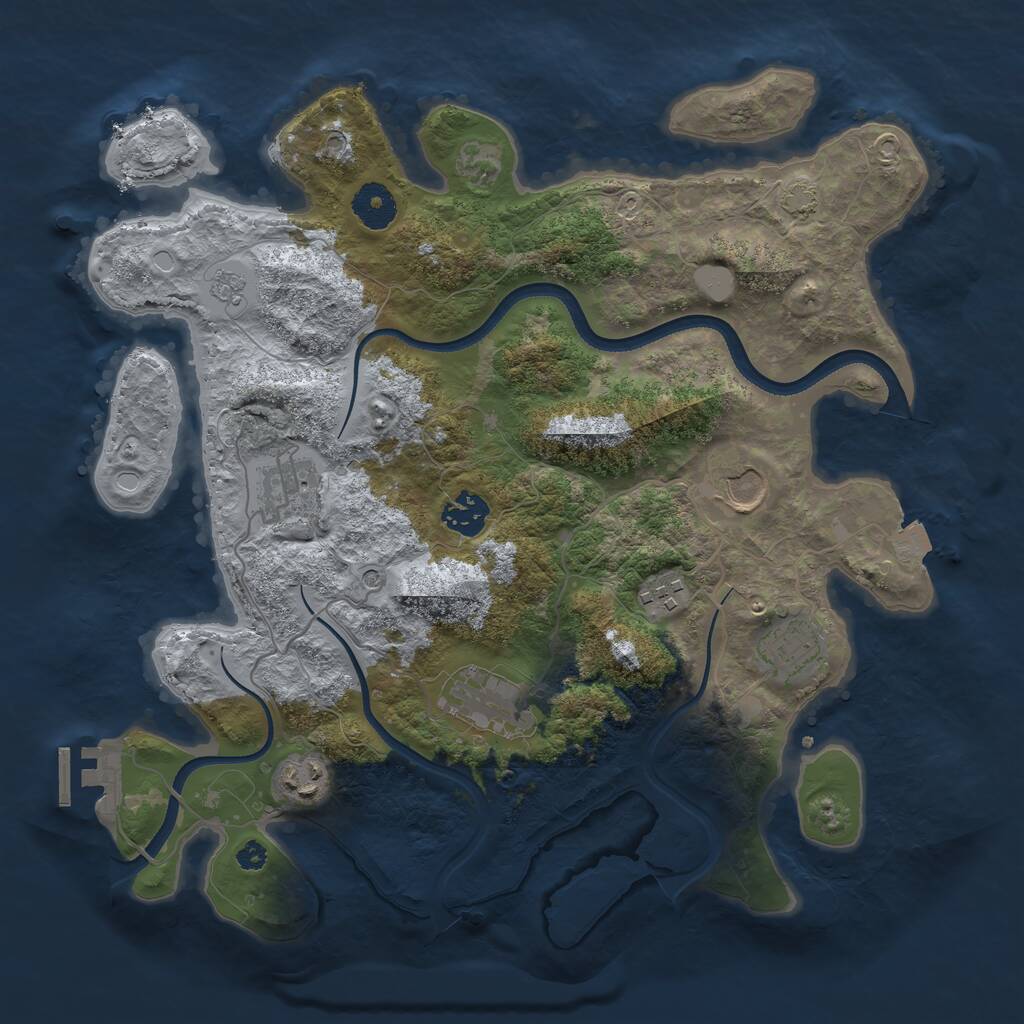 Rust Map: Procedural Map, Size: 3500, Seed: 12168, 12 Monuments