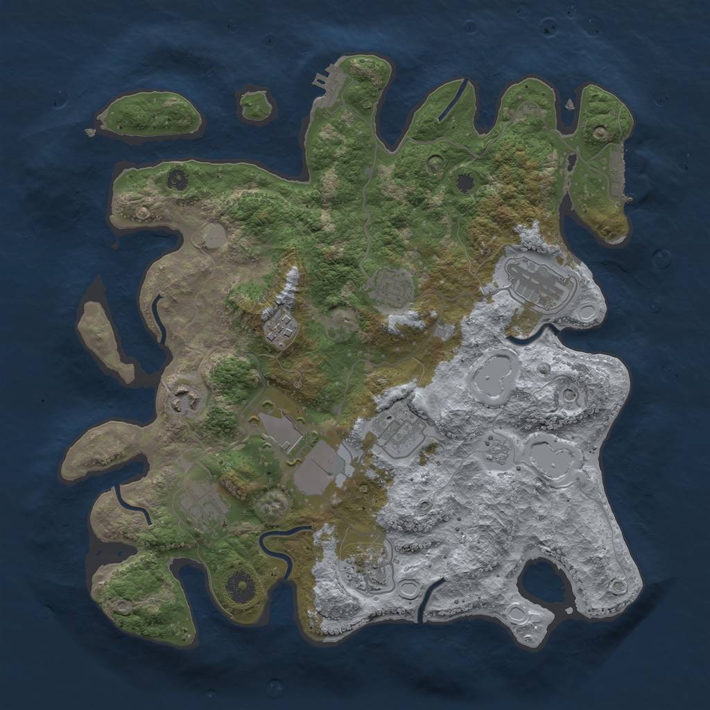 Rust Map: Procedural Map, Size: 3500, Seed: 39692633, 17 Monuments