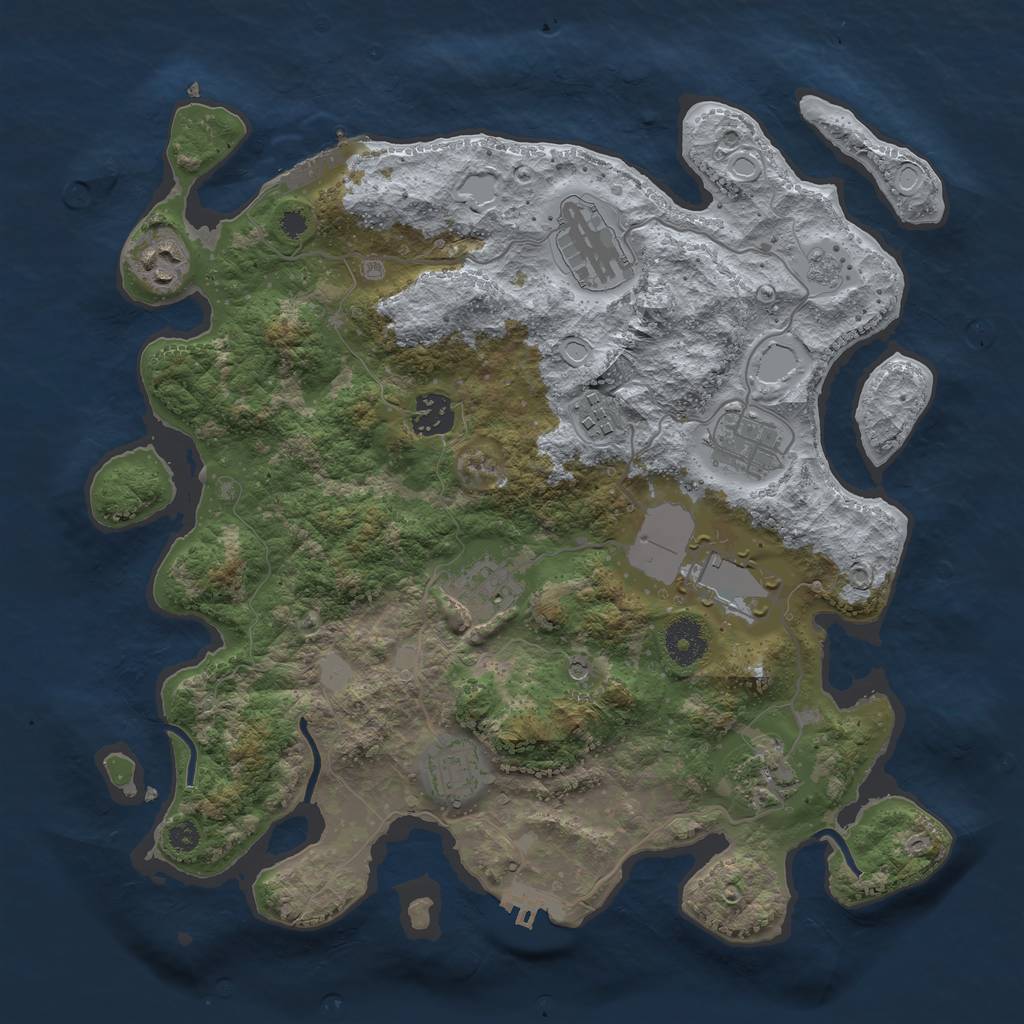 Rust Map: Procedural Map, Size: 3500, Seed: 2042144705, 18 Monuments