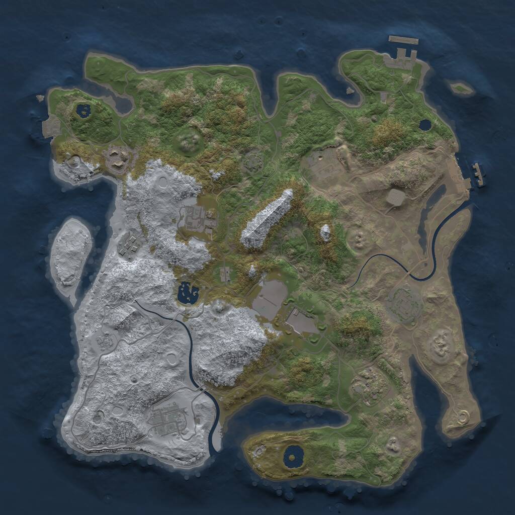 Rust Map: Procedural Map, Size: 3500, Seed: 130784, 14 Monuments