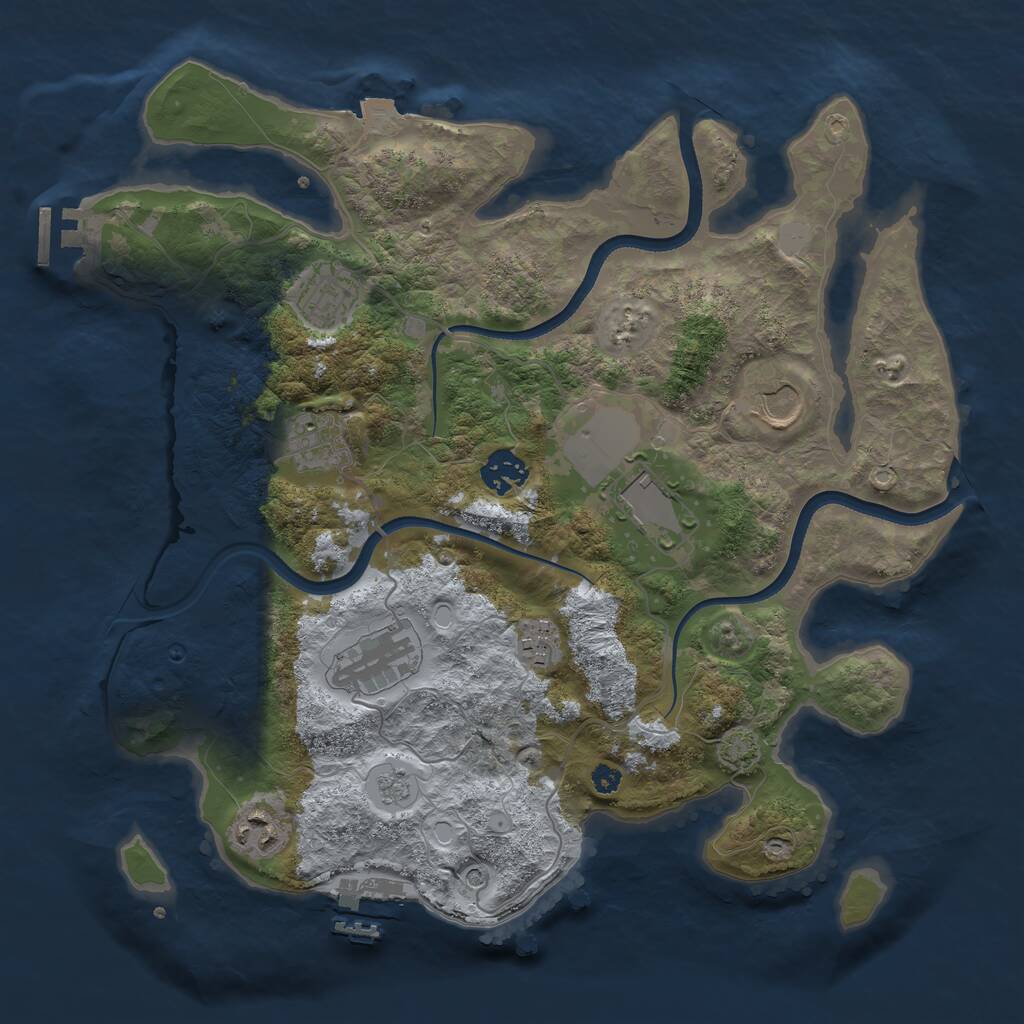 Rust Map: Procedural Map, Size: 3500, Seed: 732830653, 14 Monuments