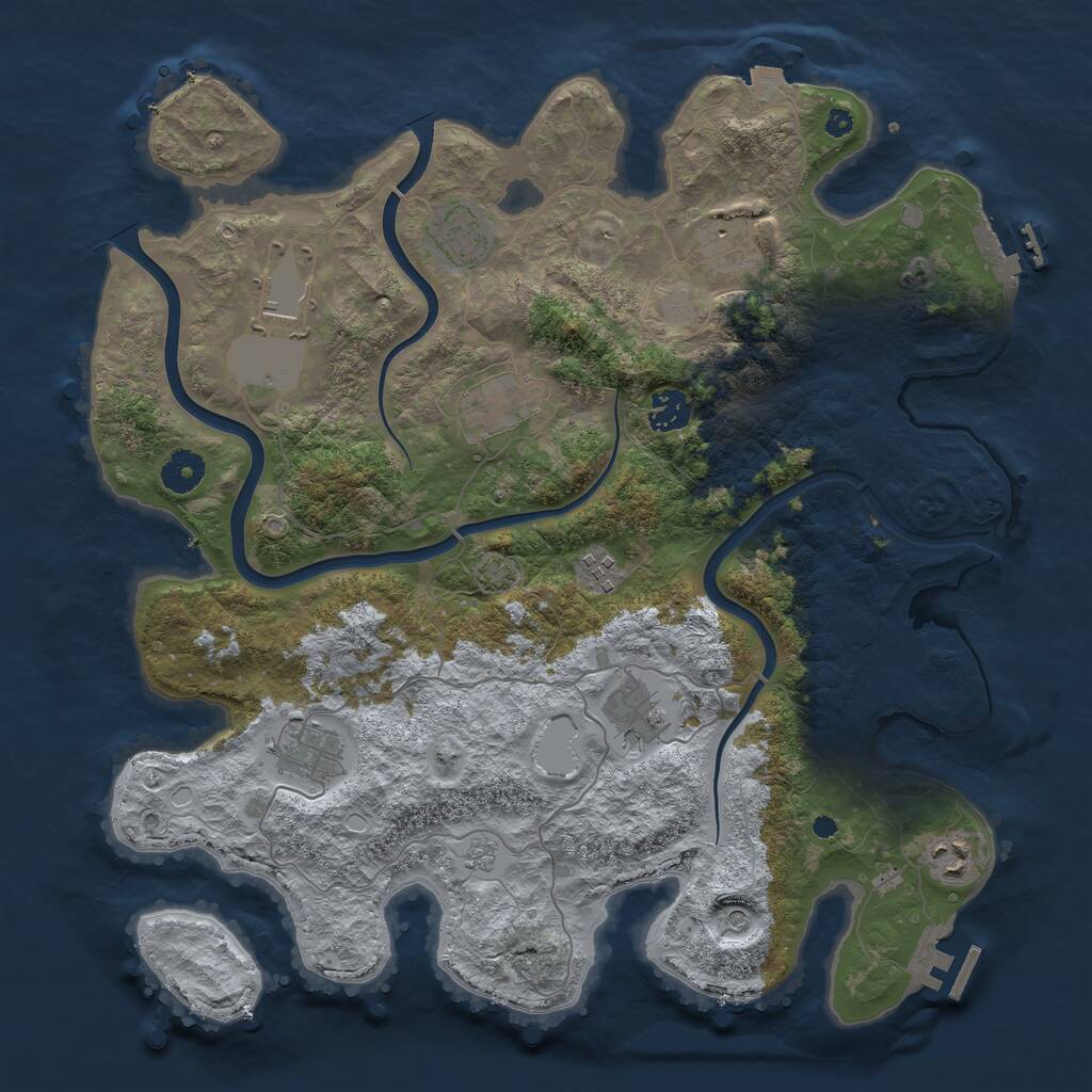Rust Map: Procedural Map, Size: 3850, Seed: 75974395, 15 Monuments