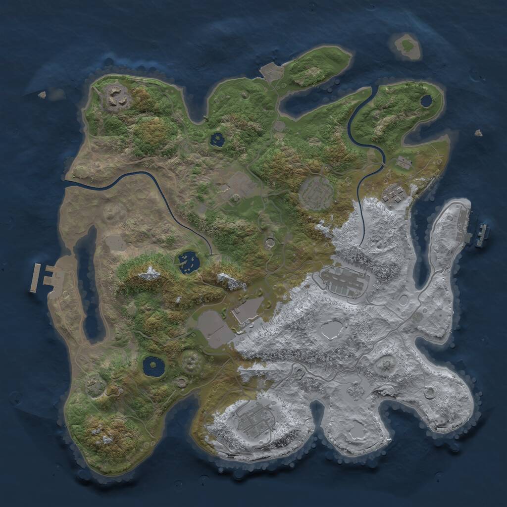 Rust Map: Procedural Map, Size: 3500, Seed: 744493433, 14 Monuments
