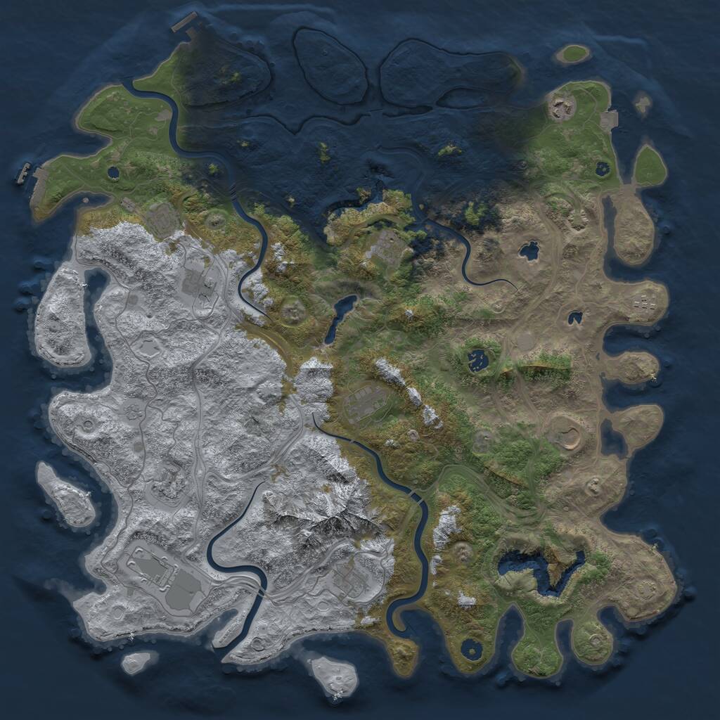 Rust Map: Procedural Map, Size: 5000, Seed: 1623334810, 17 Monuments