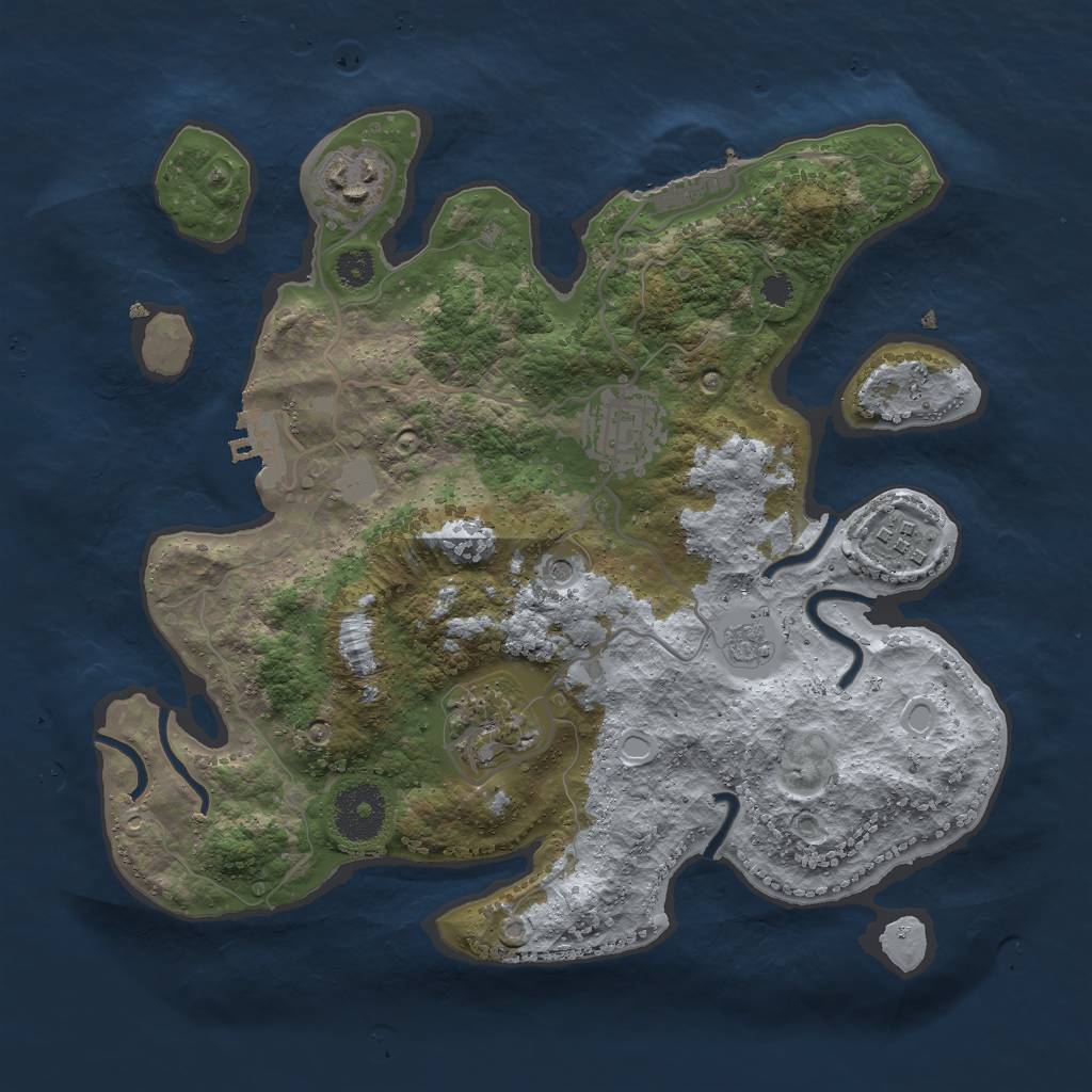 Rust Map: Procedural Map, Size: 3000, Seed: 990330633, 13 Monuments