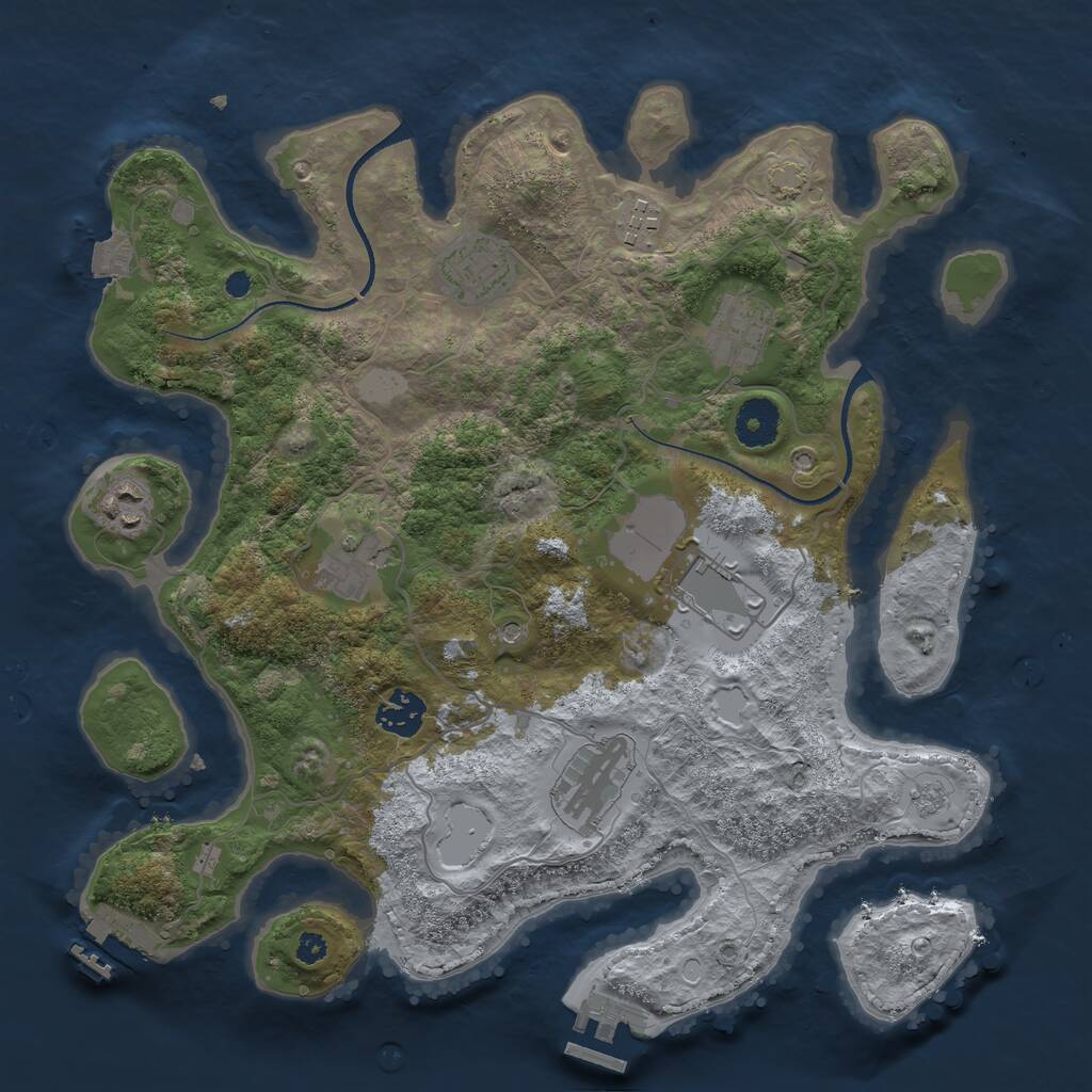 Rust Map: Procedural Map, Size: 3500, Seed: 6635, 14 Monuments