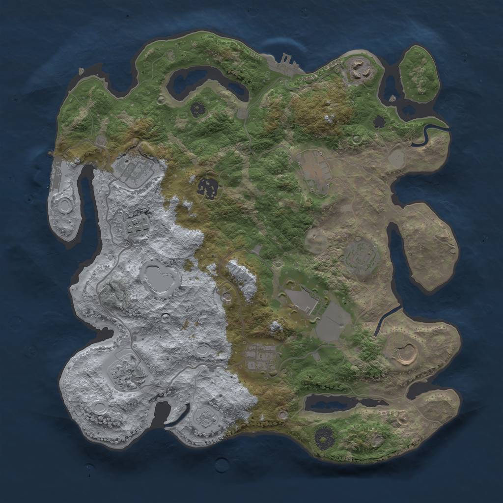 Rust Map: Procedural Map, Size: 3500, Seed: 1171632797, 19 Monuments