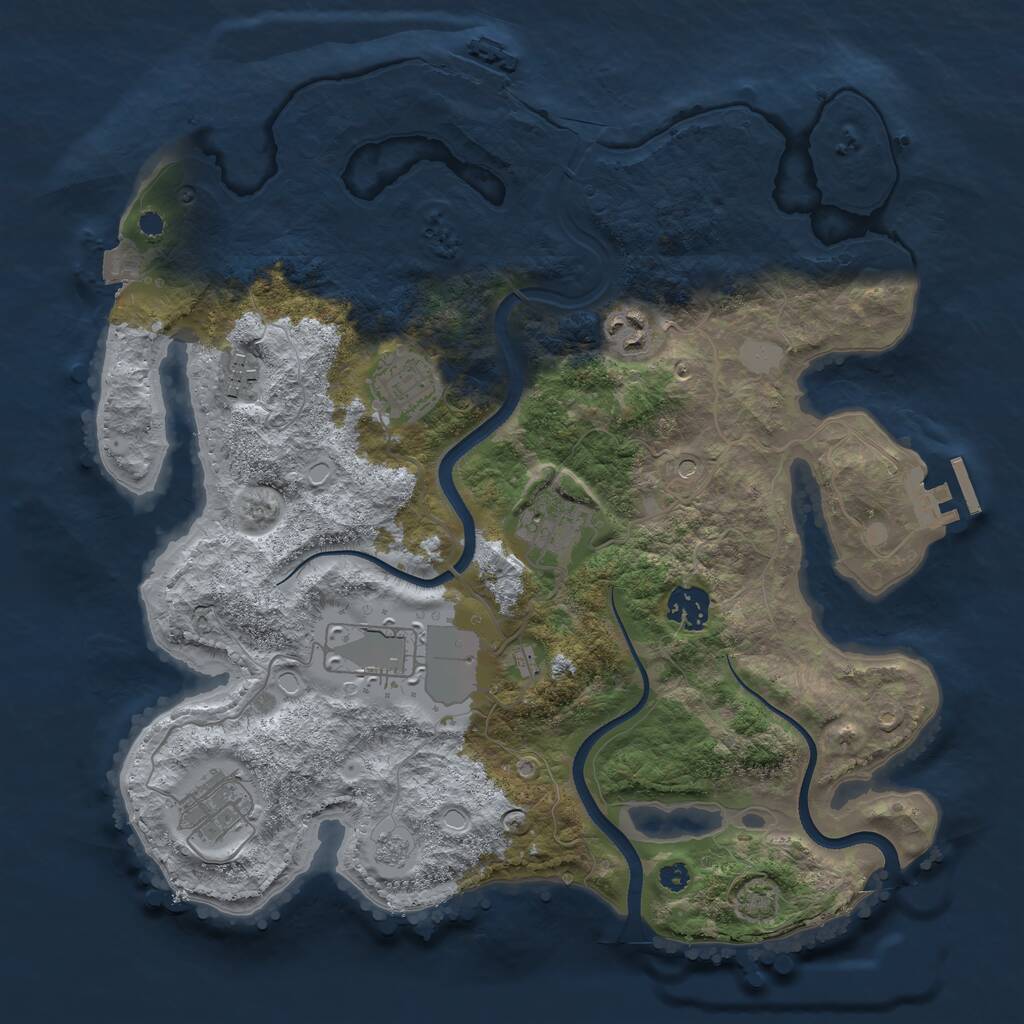 Rust Map: Procedural Map, Size: 3500, Seed: 1171632797, 13 Monuments