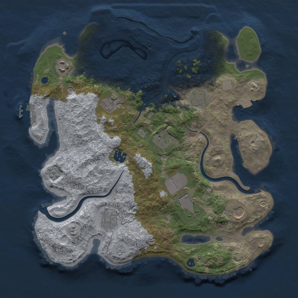 Rust Map: Procedural Map, Size: 3500, Seed: 1171632797, 15 Monuments