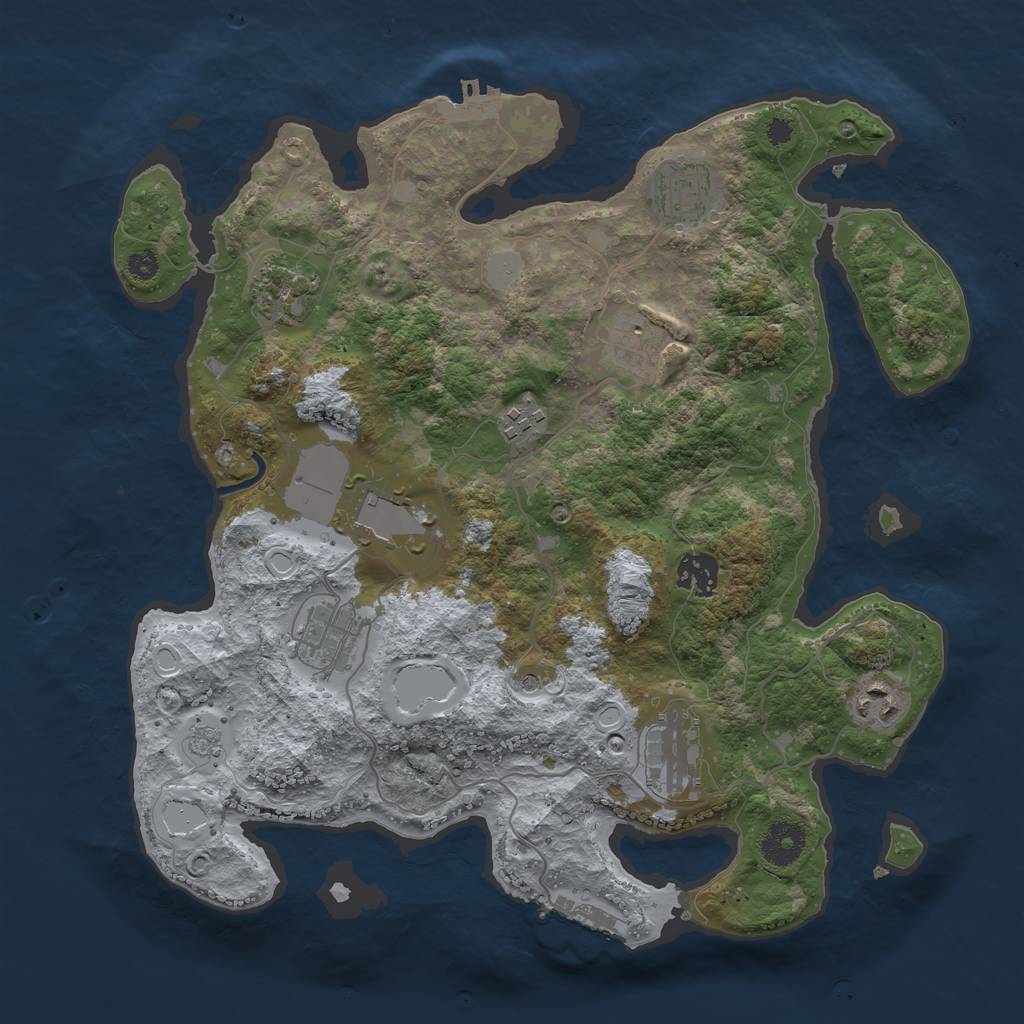 Rust Map: Procedural Map, Size: 3500, Seed: 11922960, 18 Monuments
