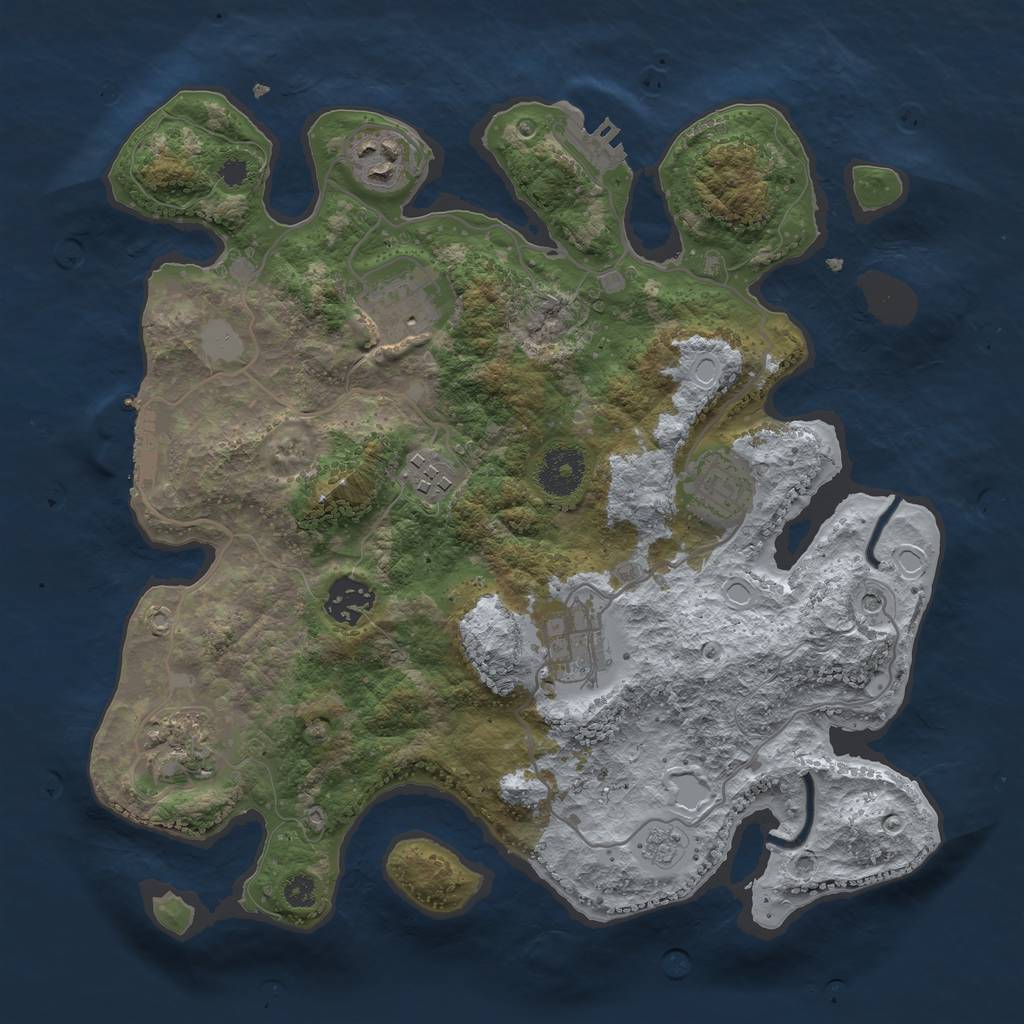 Rust Map: Procedural Map, Size: 3250, Seed: 1418532714, 16 Monuments