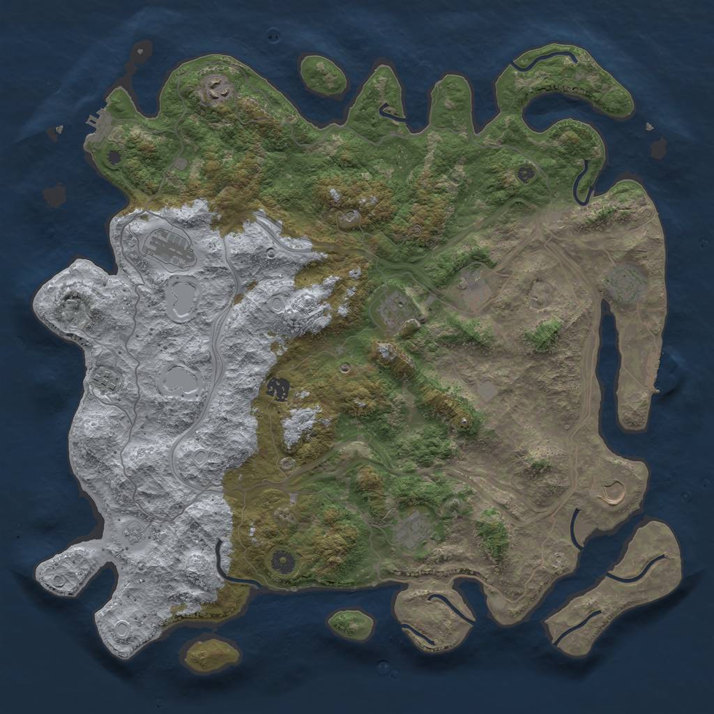 Rust Map: Procedural Map, Size: 4500, Seed: 1562615815, 18 Monuments