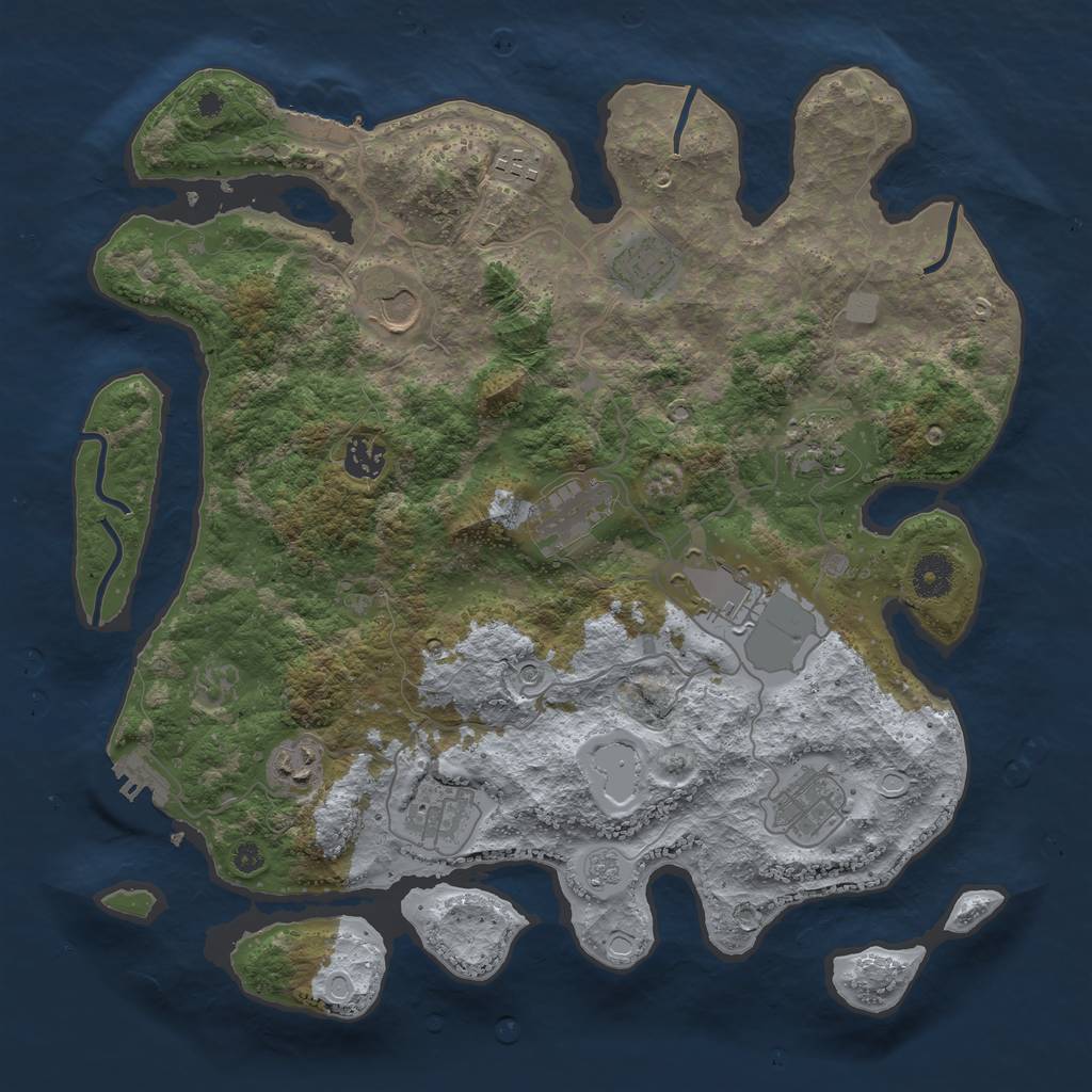 Rust Map: Procedural Map, Size: 3800, Seed: 2049312932, 19 Monuments