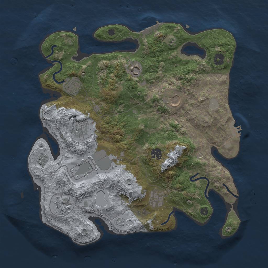 Rust Map: Procedural Map, Size: 3500, Seed: 1805862177, 18 Monuments