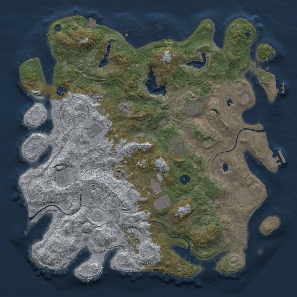 Rust Map: Procedural Map, Size: 4500, Seed: 2578377, 16 Monuments