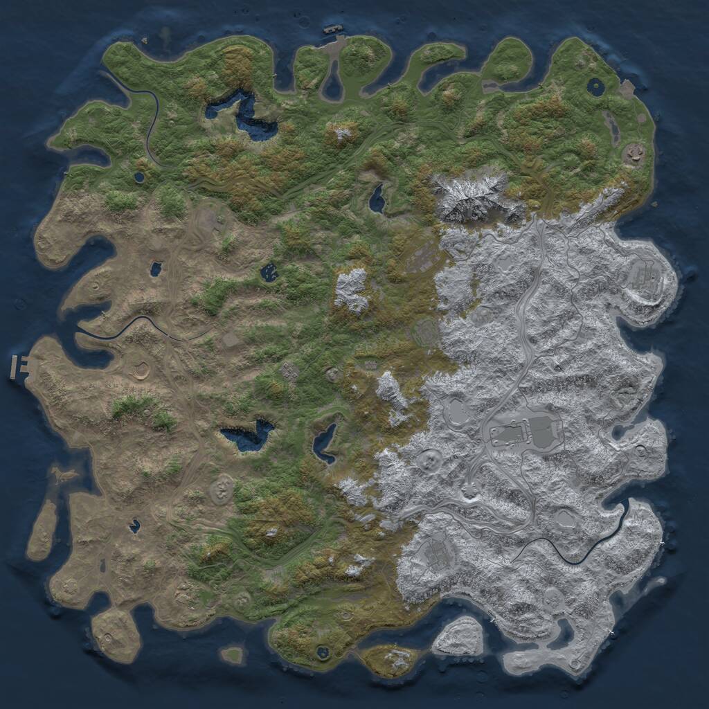 Rust Map: Procedural Map, Size: 6000, Seed: 904696904, 17 Monuments