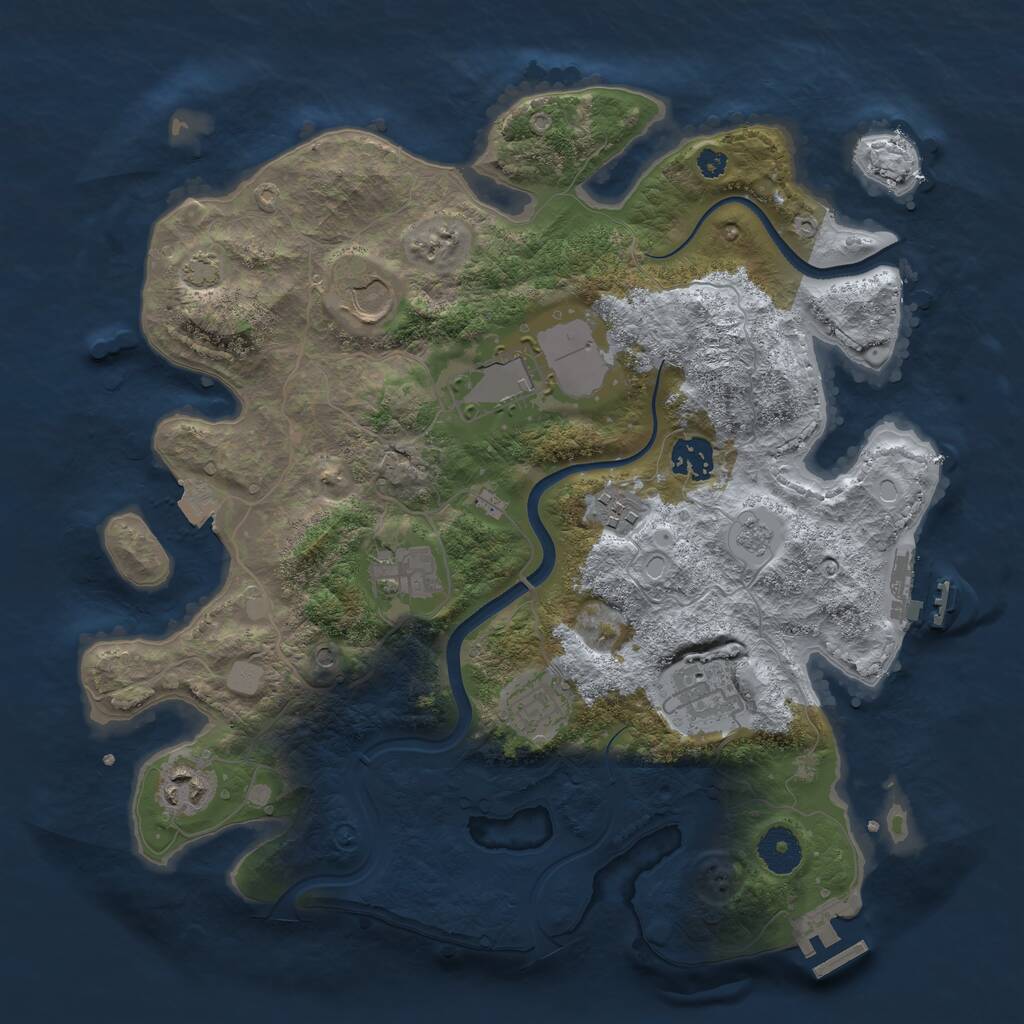 Rust Map: Procedural Map, Size: 3500, Seed: 9856, 14 Monuments