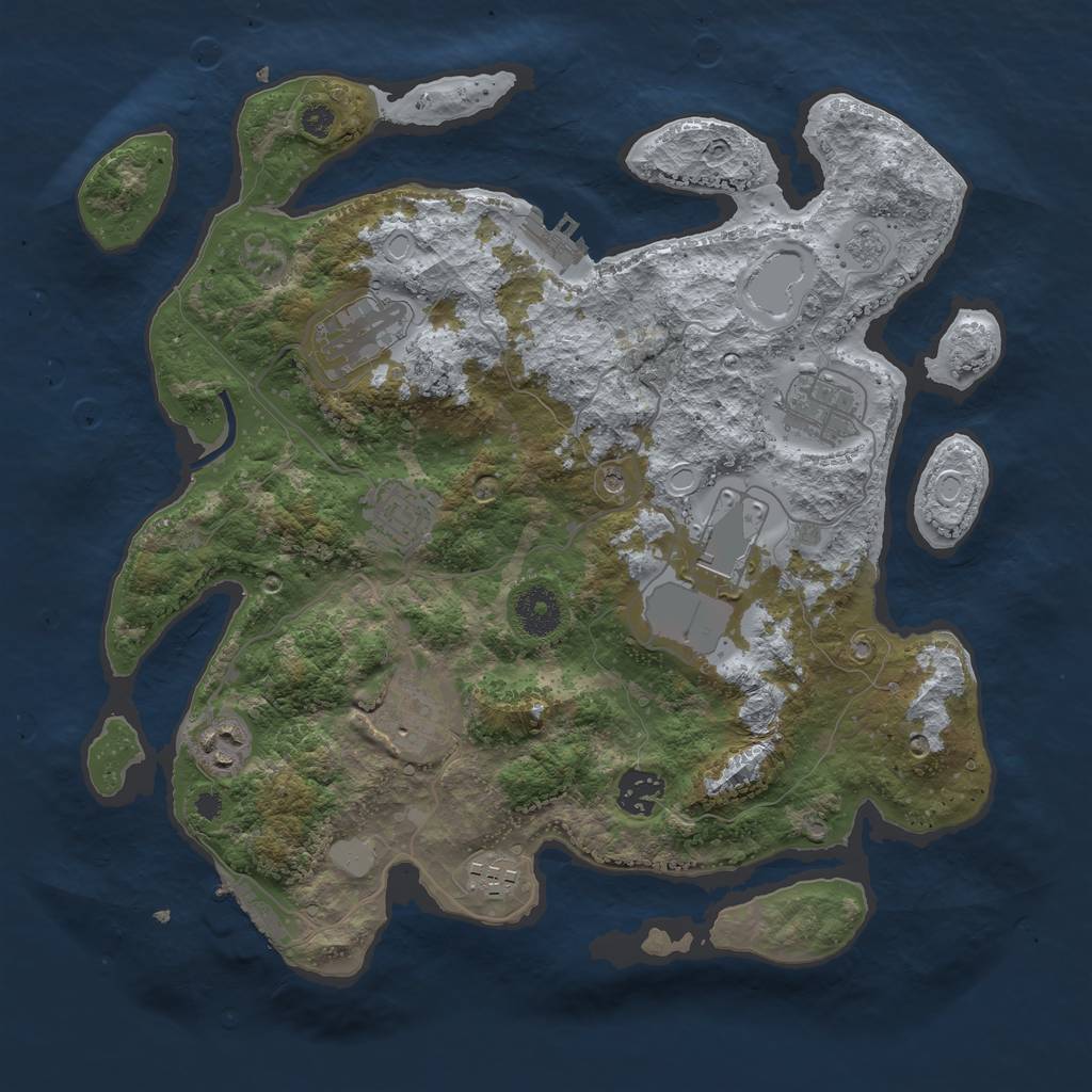 Rust Map: Procedural Map, Size: 3500, Seed: 938569906, 17 Monuments