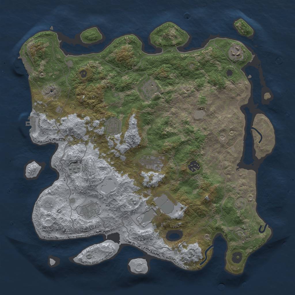 Rust Map: Procedural Map, Size: 4000, Seed: 691717816, 18 Monuments