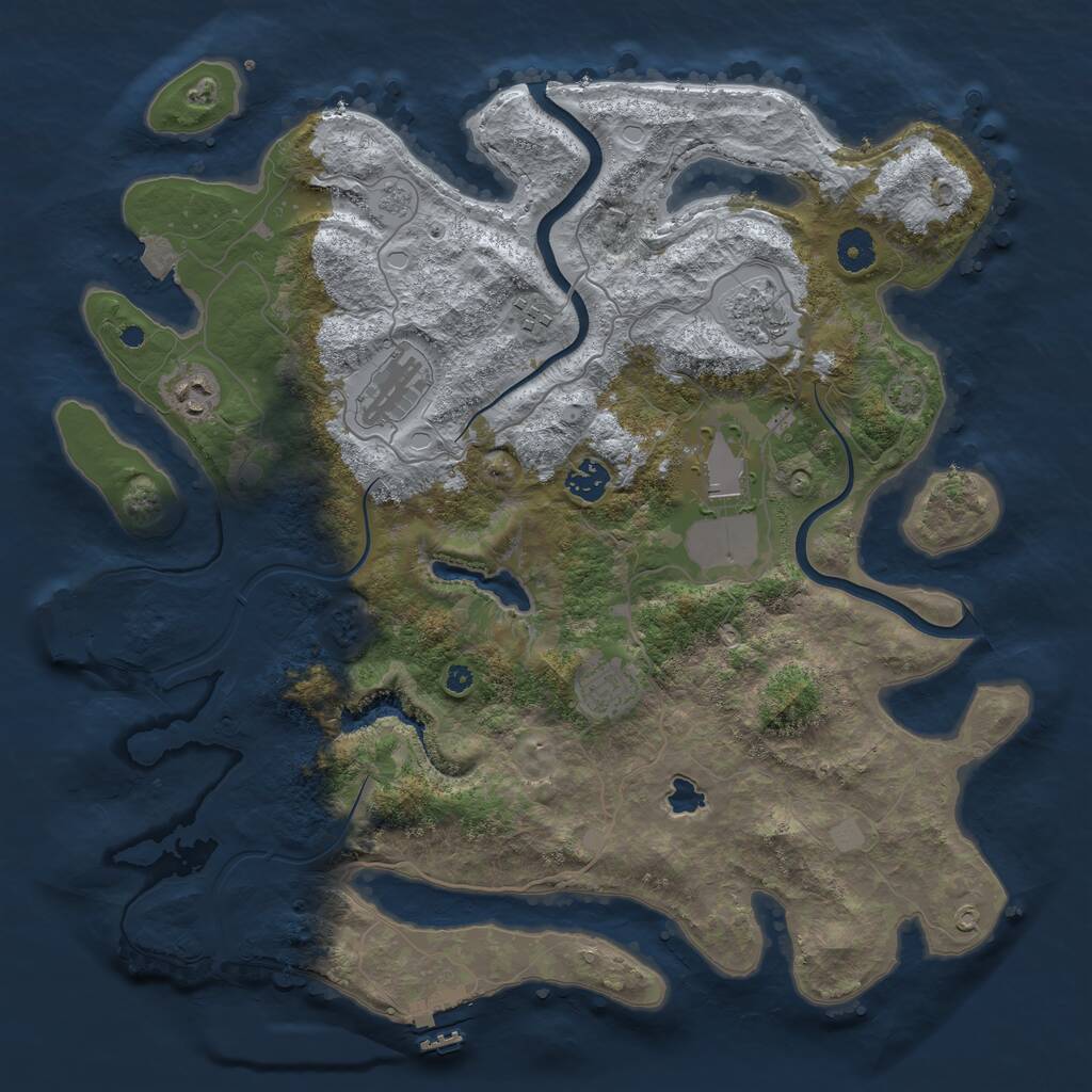 Rust Map: Procedural Map, Size: 4000, Seed: 7689931, 12 Monuments