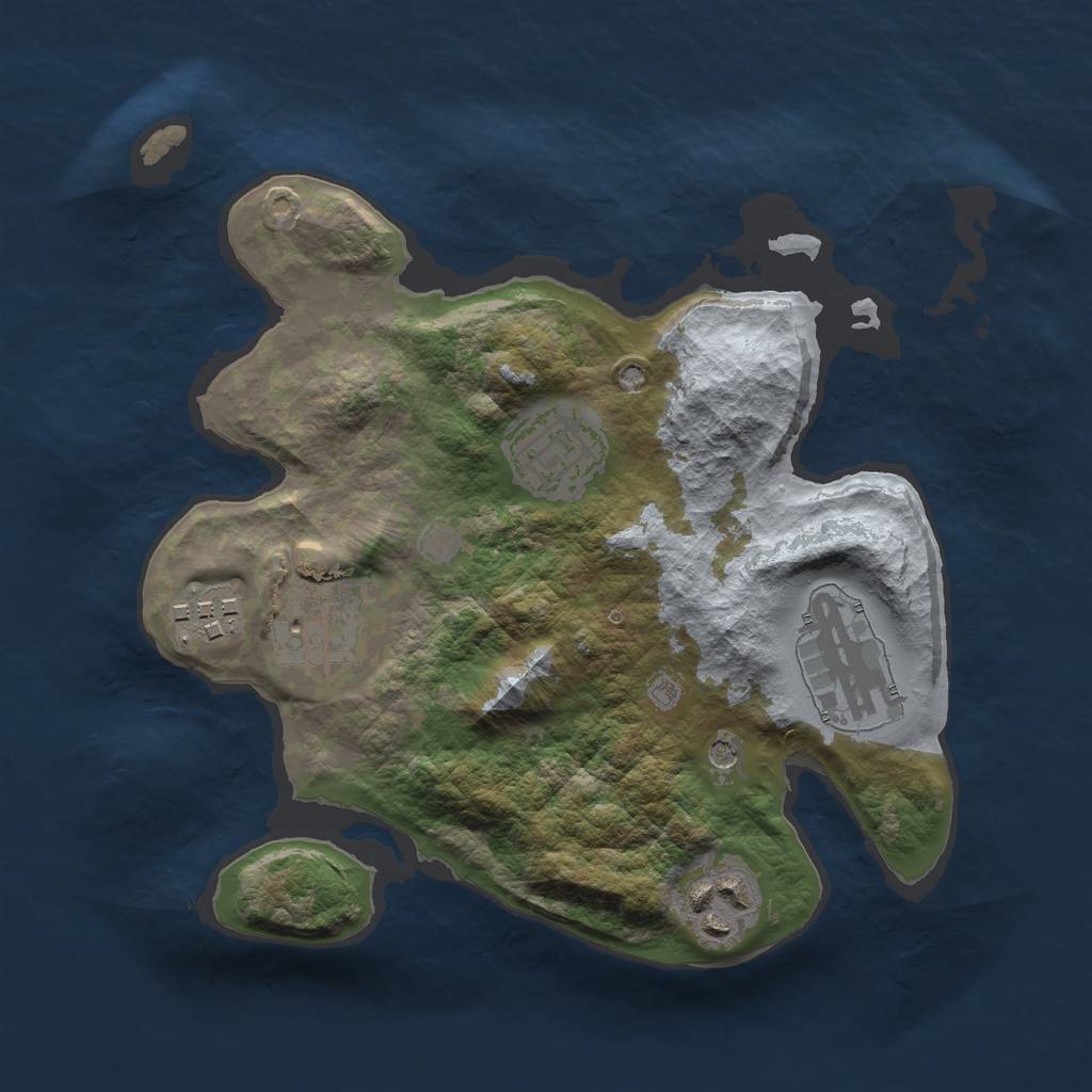 Rust Map: Barren, Size: 2500, Seed: 339530, 8 Monuments