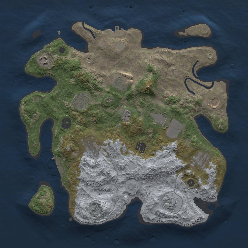 Rust Map: Procedural Map, Size: 3500, Seed: 1857474225, 19 Monuments