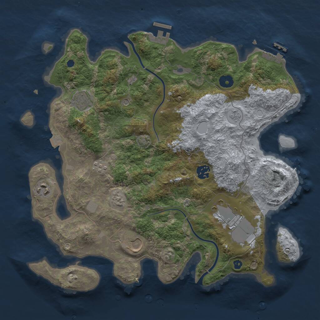 Rust Map: Procedural Map, Size: 3500, Seed: 767563406, 12 Monuments