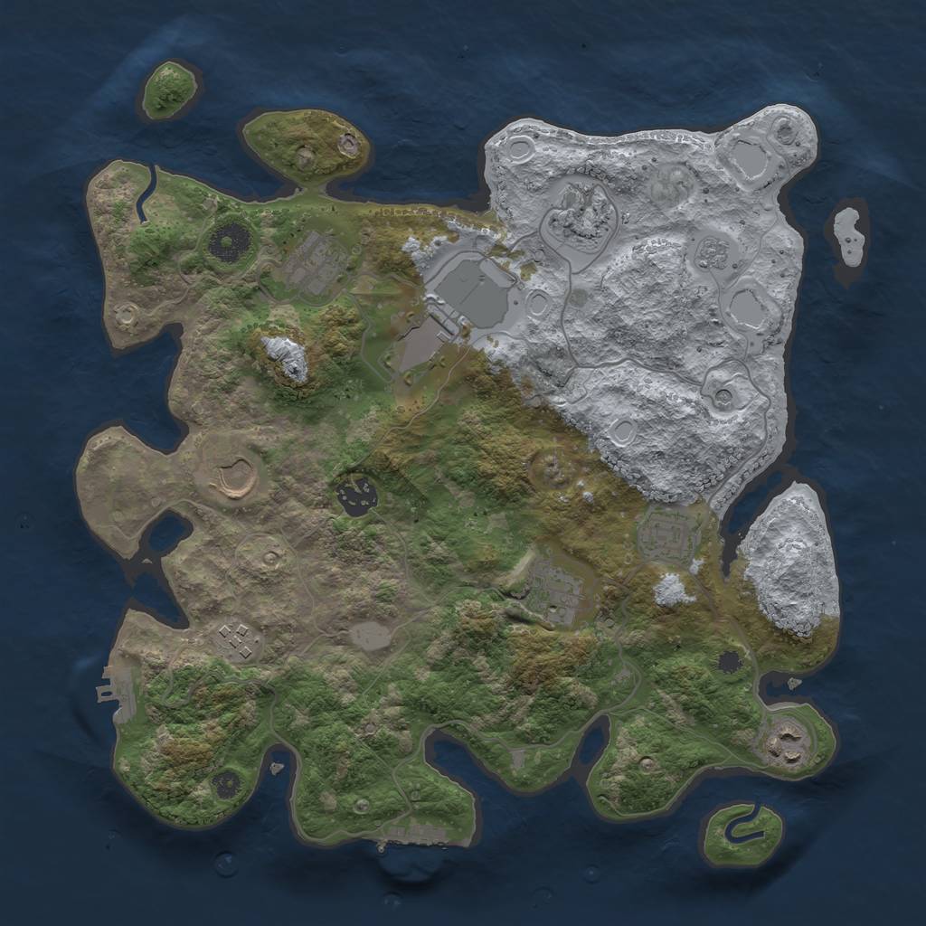 Rust Map: Procedural Map, Size: 3500, Seed: 857279620, 18 Monuments