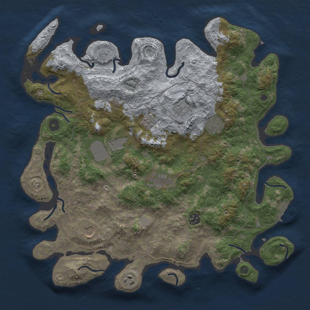 Rust Map: Procedural Map, Size: 4000, Seed: 365399040, 16 Monuments