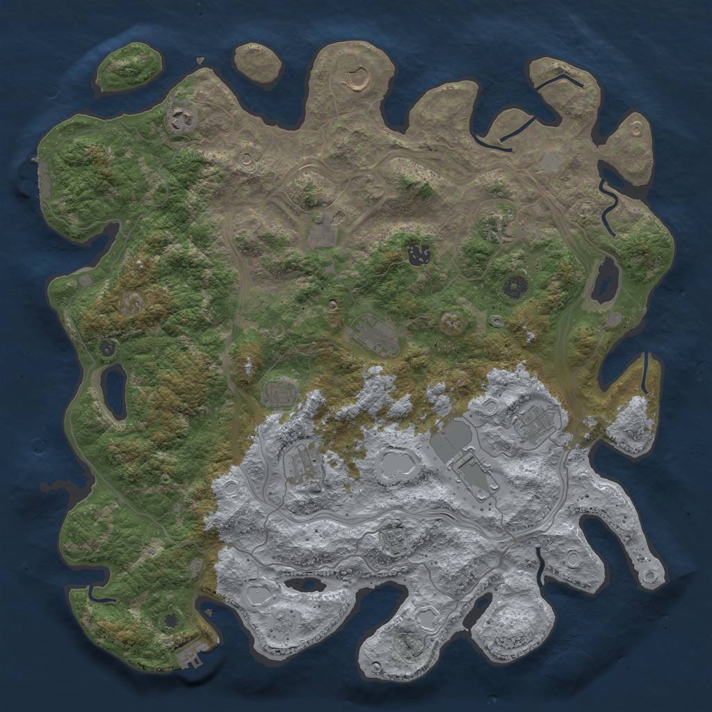 Rust Map: Procedural Map, Size: 4500, Seed: 2074234431, 20 Monuments