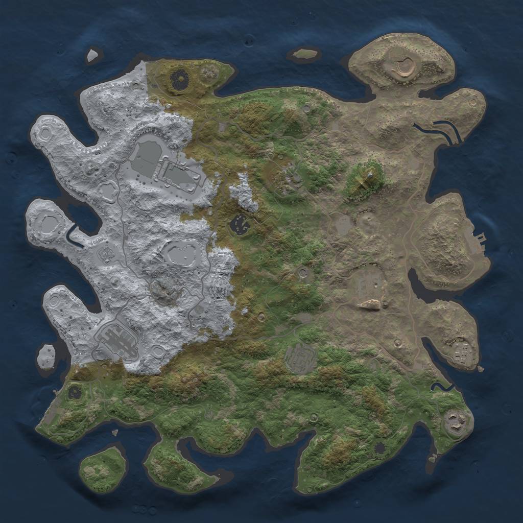 Rust Map: Procedural Map, Size: 4000, Seed: 1898588907, 18 Monuments