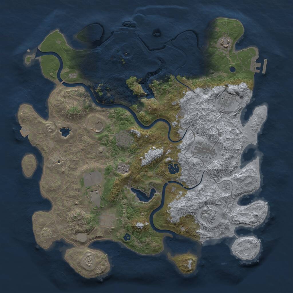Rust Map: Procedural Map, Size: 4000, Seed: 1873919289, 16 Monuments