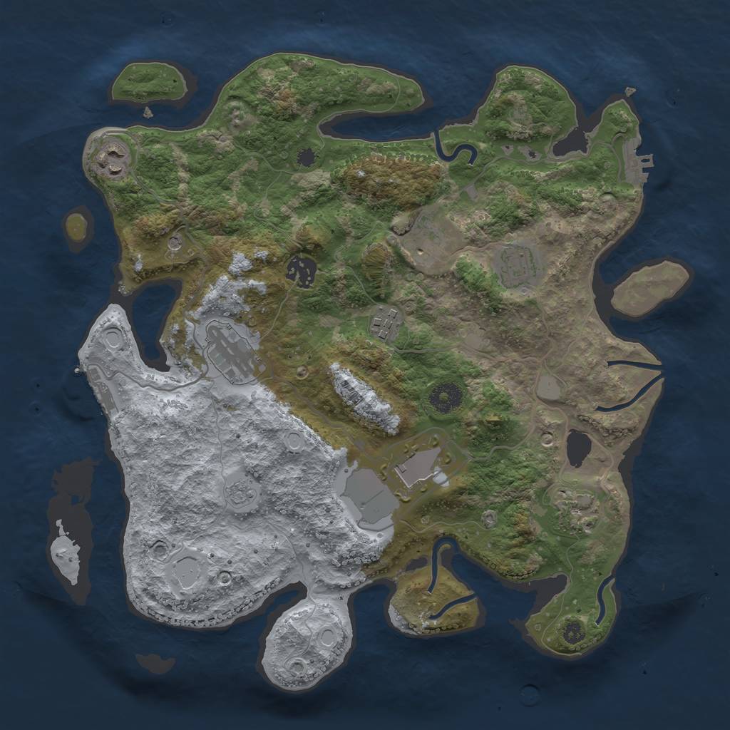Rust Map: Procedural Map, Size: 3500, Seed: 10195, 17 Monuments