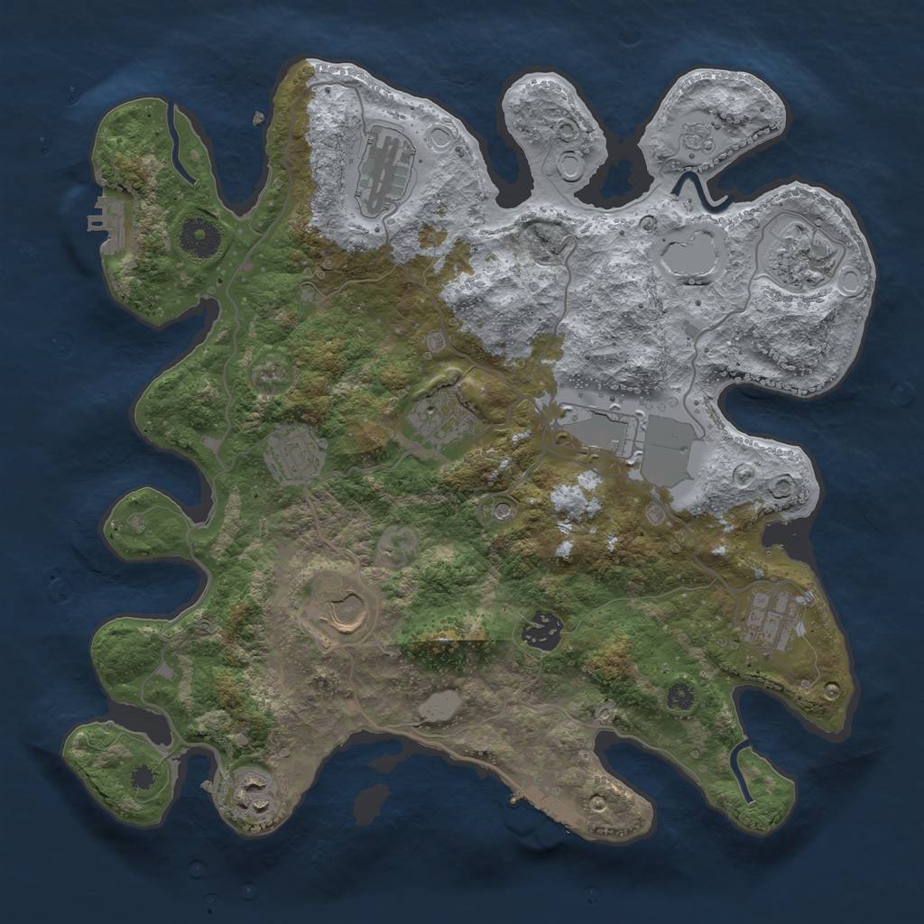 Rust Map: Procedural Map, Size: 3500, Seed: 959120042, 18 Monuments