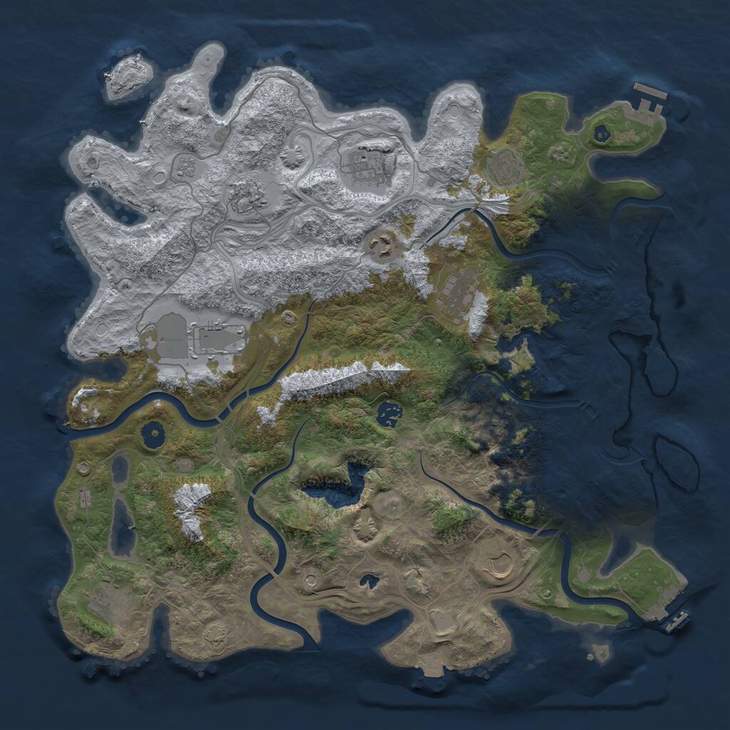 Rust Map: Procedural Map, Size: 4300, Seed: 955212002, 16 Monuments