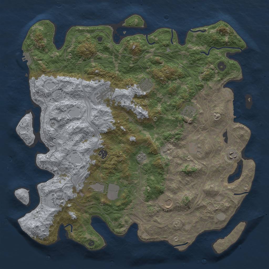 Rust Map: Procedural Map, Size: 4500, Seed: 309198587, 19 Monuments