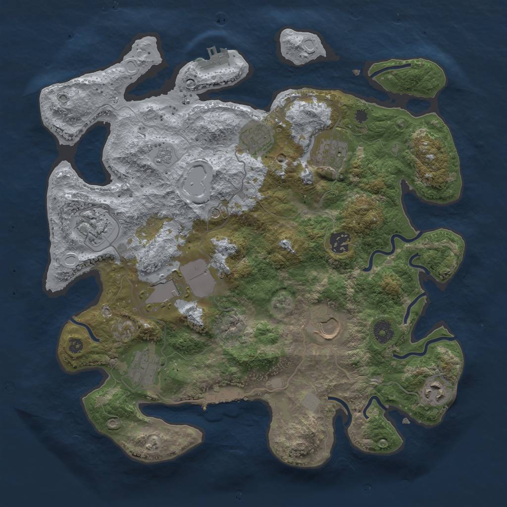 Rust Map: Procedural Map, Size: 3500, Seed: 657487107, 17 Monuments