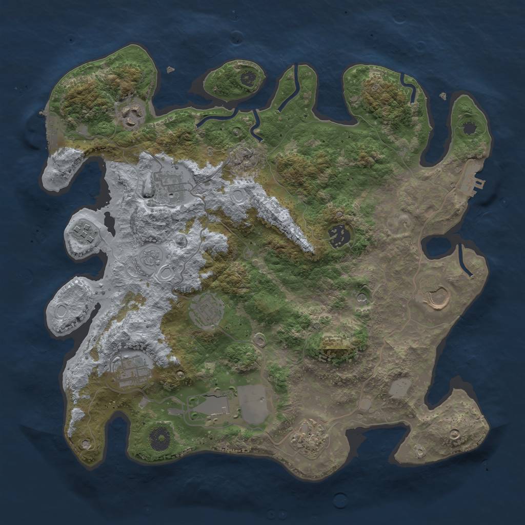 Rust Map: Procedural Map, Size: 3500, Seed: 77722344, 18 Monuments