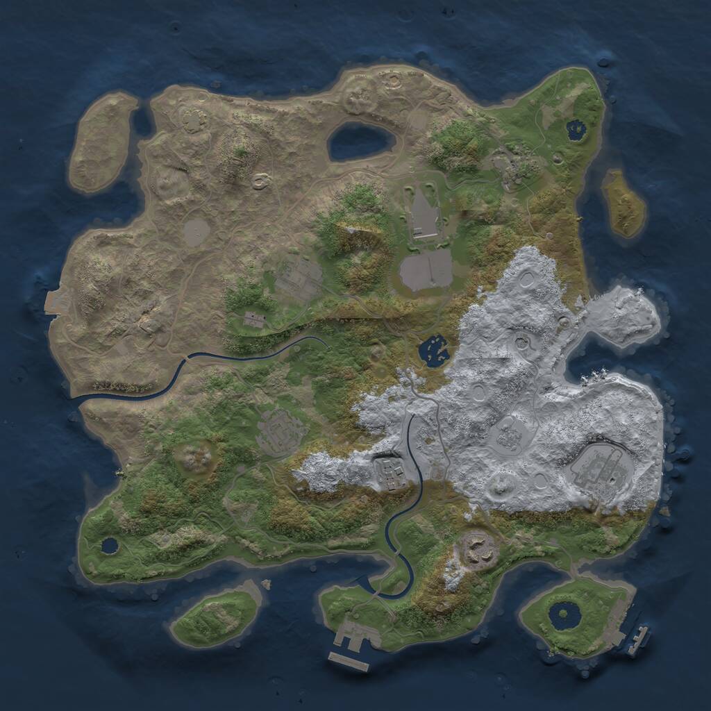 Rust Map: Procedural Map, Size: 3500, Seed: 7333699, 14 Monuments