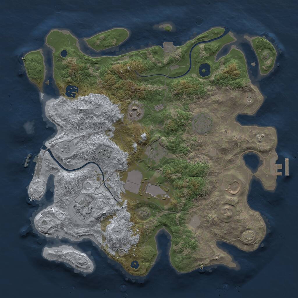 Rust Map: Procedural Map, Size: 3500, Seed: 626716129, 14 Monuments