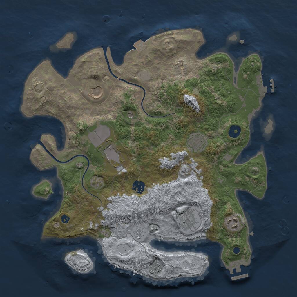 Rust Map: Procedural Map, Size: 3500, Seed: 8449298, 13 Monuments