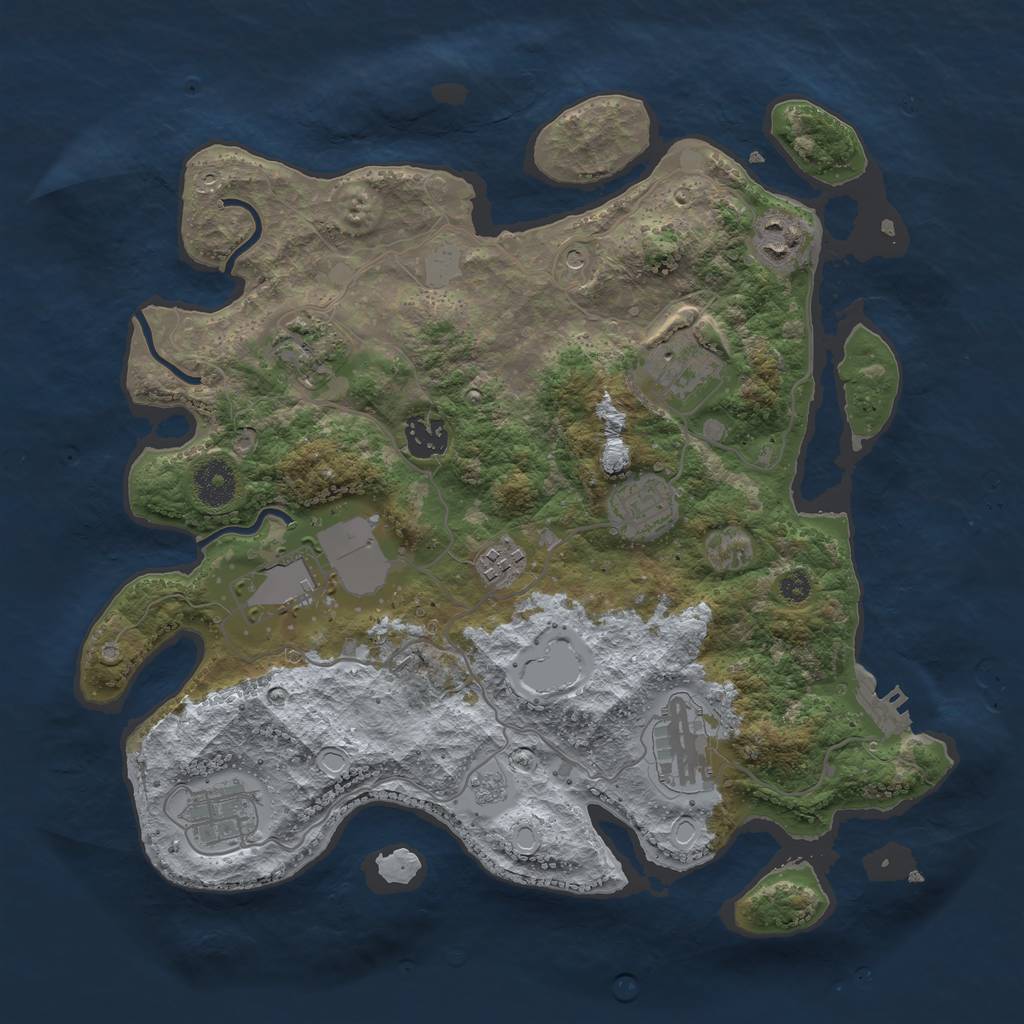 Rust Map: Procedural Map, Size: 3500, Seed: 18258, 17 Monuments