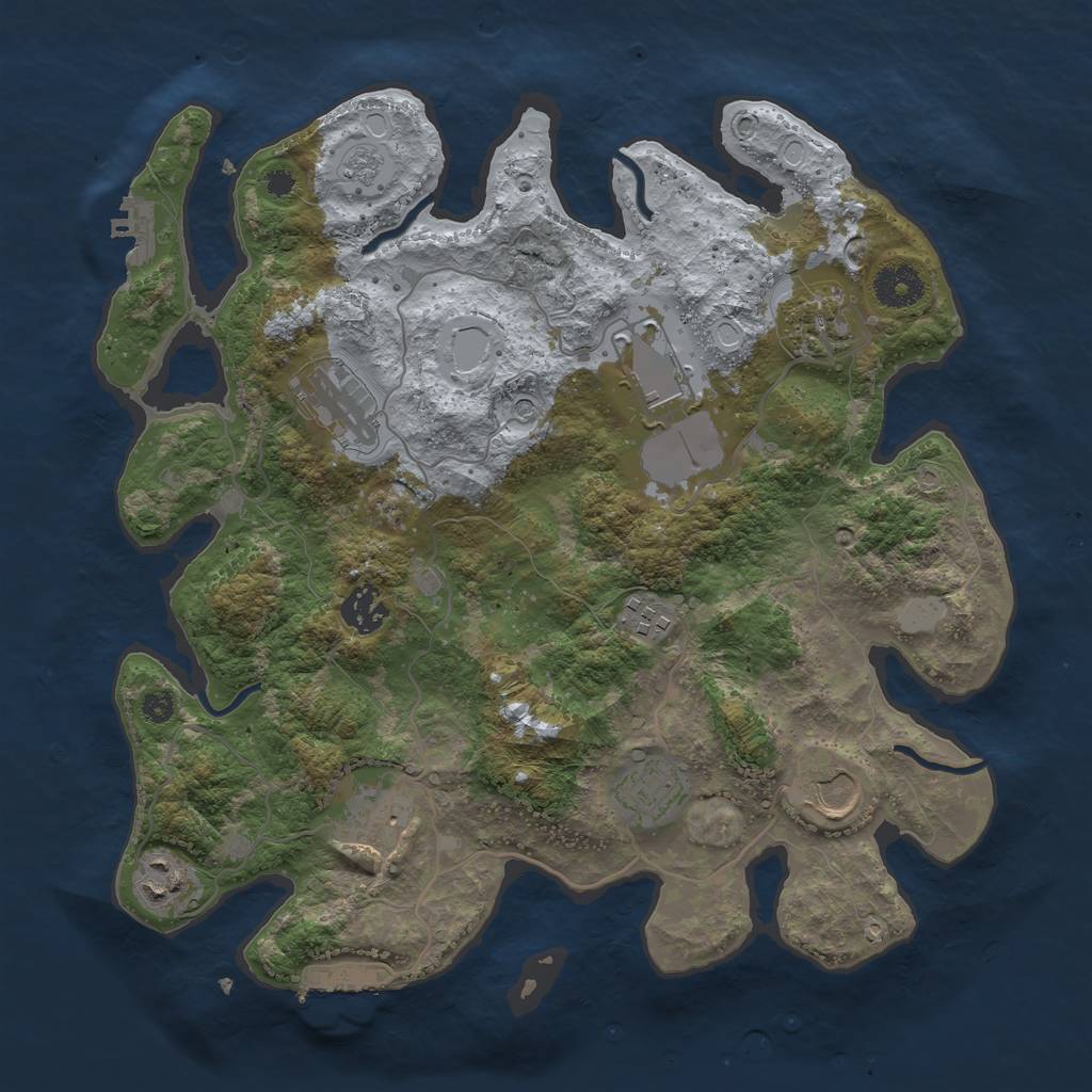Rust Map: Procedural Map, Size: 3500, Seed: 795430055, 18 Monuments