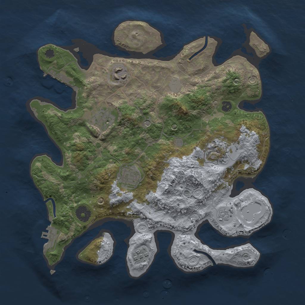 Rust Map: Procedural Map, Size: 3000, Seed: 1925943752, 14 Monuments