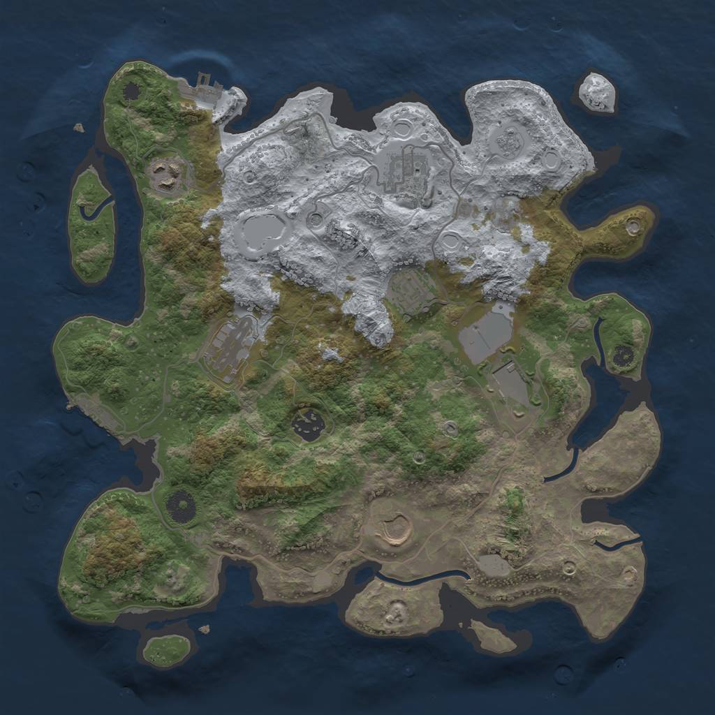 Rust Map: Procedural Map, Size: 3500, Seed: 58892902, 16 Monuments